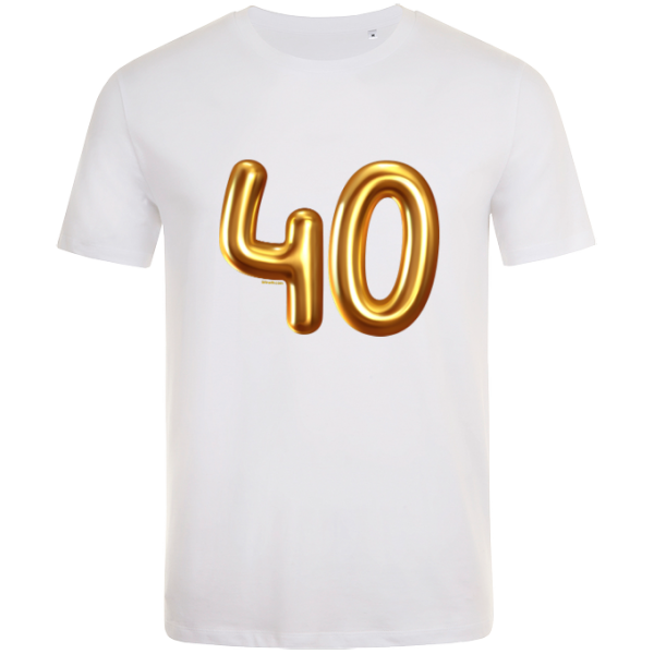 40th birthday balloon t-shirt white